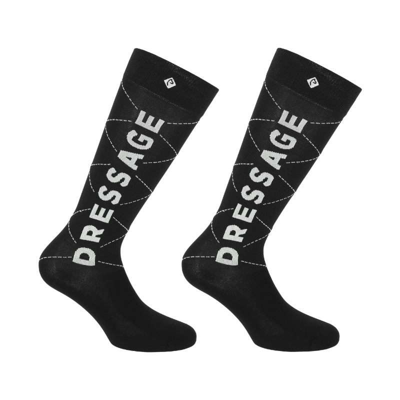 Equithème - Chaussettes d'équitation Serpentine dressage noir (x1) | - Ohlala