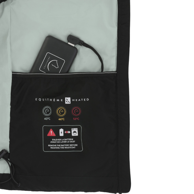 Equithème - Doudoune sans manches chauffante mixte Charlie noir | - Ohlala