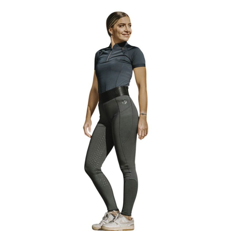 Equithème - Legging d'équitation femme Iris Je t'aime gris foncé | - Ohlala