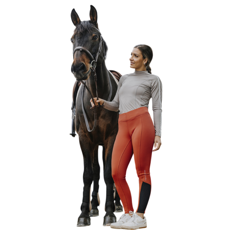 Equithème - Legging d'équitation femme Brigitte orange | - Ohlala
