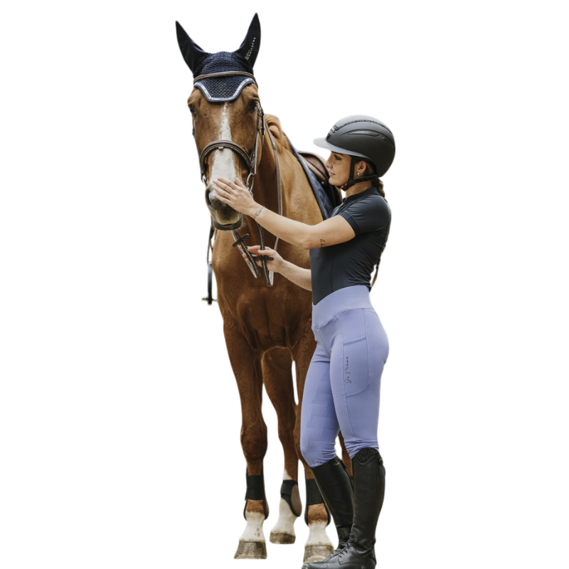 Equithème - Legging d'équitation femme Flora Je t'aime violet | - Ohlala
