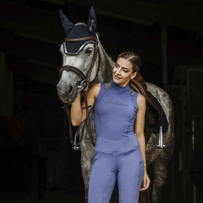 Equithème - Legging d'équitation femme Flora Je t'aime violet | - Ohlala