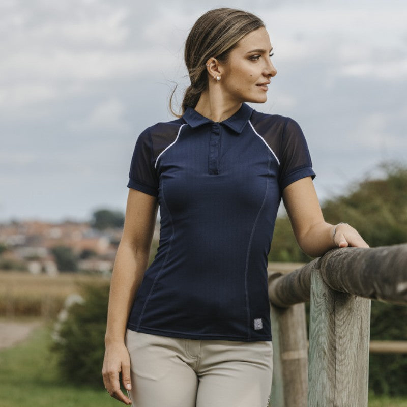 Equithème - Polo manches courtes femme Agathe marine | - Ohlala