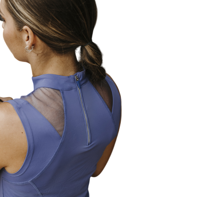 Equithème - Polo sans manches femme Alba Je t'aime violet | - Ohlala