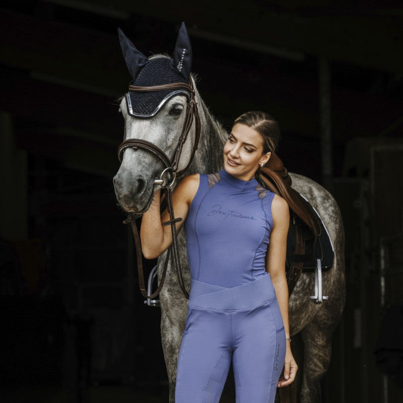 Equithème - Polo sans manches femme Alba Je t'aime violet | - Ohlala