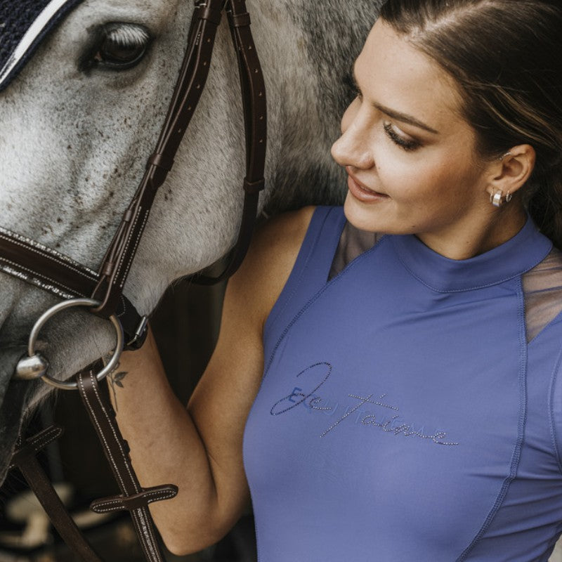 Equithème - Polo sans manches femme Alba Je t'aime violet | - Ohlala