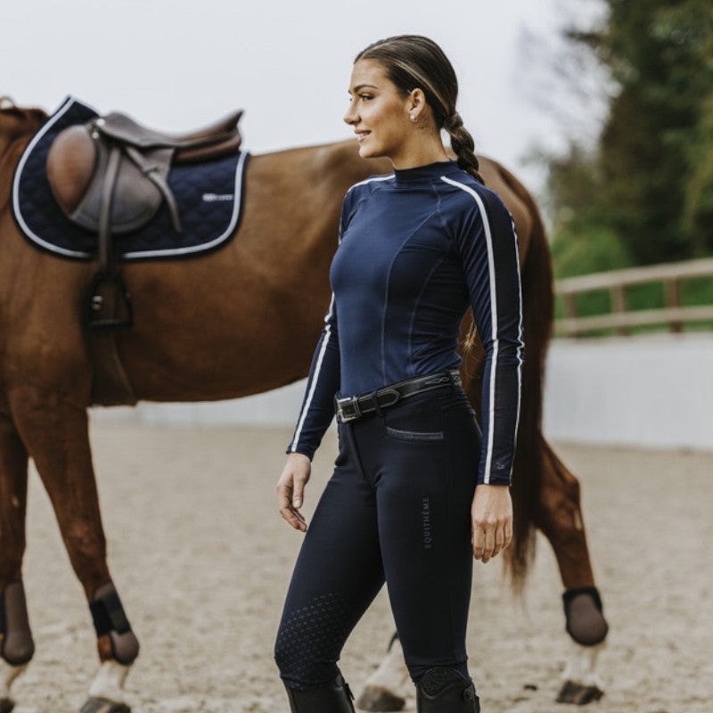 Equithème - T-shirt manches longues femme Melodie marine | - Ohlala