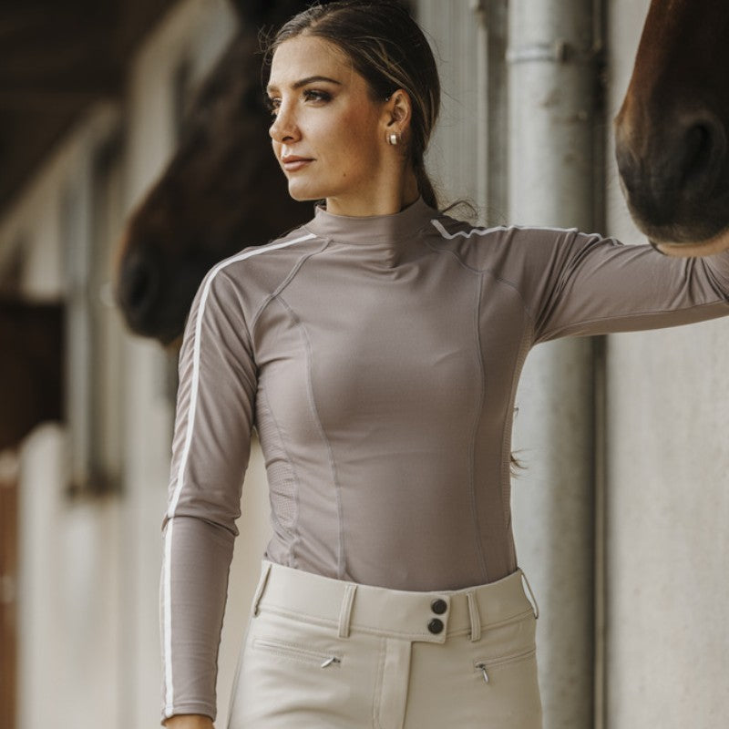 Equithème - T-shirt manches longues femme Melodie taupe | - Ohlala