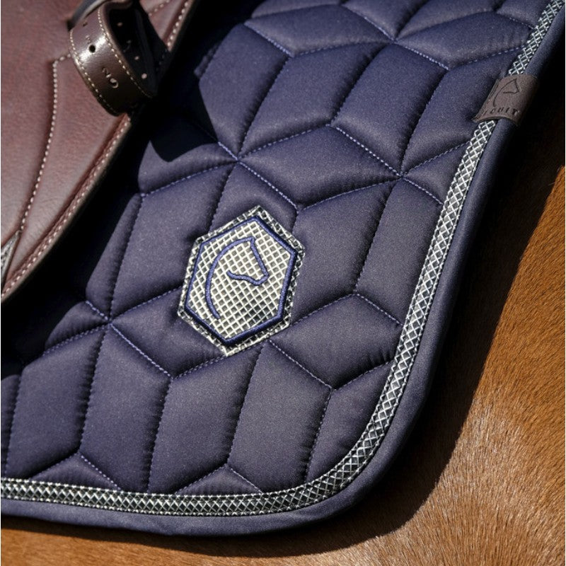 Equithème - Tapis de selle Softhex marine | - Ohlala