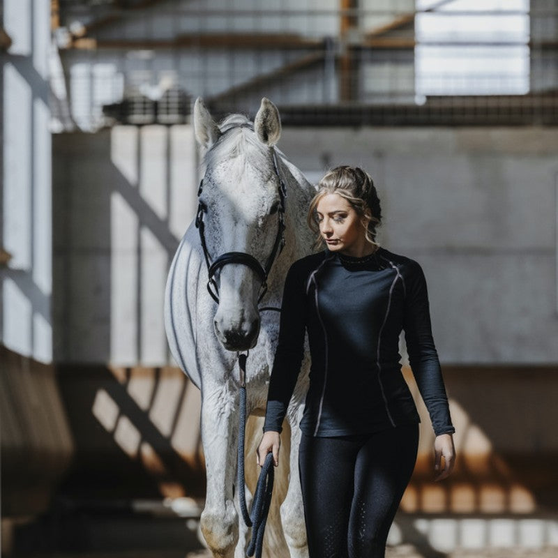 Equithème - T-shirt manches longues Stella Je t'aime noir | - Ohlala