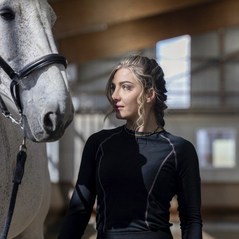 Equithème - T-shirt manches longues Stella Je t'aime noir | - Ohlala