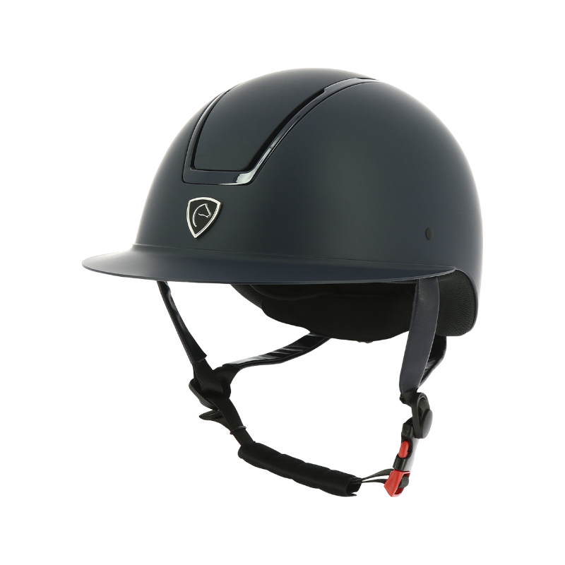 Equithème - Casque d'équitation visière large Glint matt bleu | - Ohlala