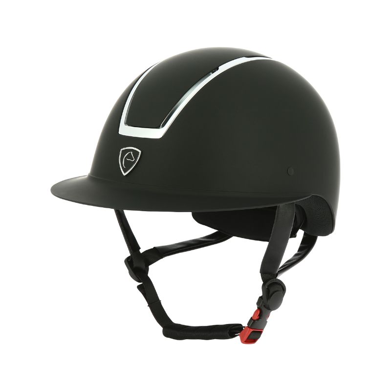 Equithème - Casque d'équitation visière large Glint matt noir/ argenté | - Ohlala