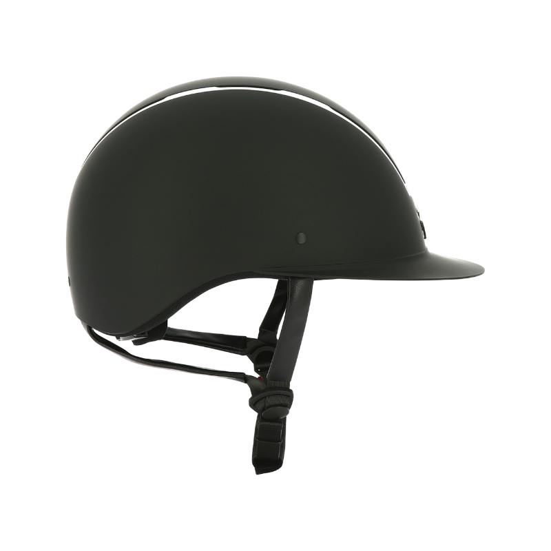 Equithème - Casque d'équitation visière large Glint matt noir/ argenté | - Ohlala