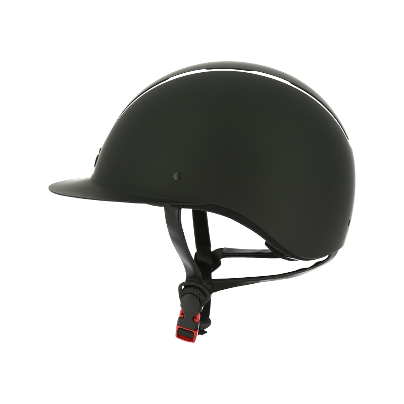 Equithème - Casque d'équitation visière large Glint matt noir/ argenté | - Ohlala