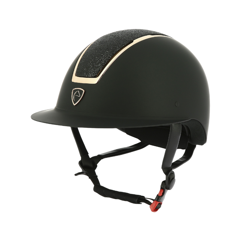 Equithème - Casque d'équitation visière large Glint matt noir/ rose | - Ohlala