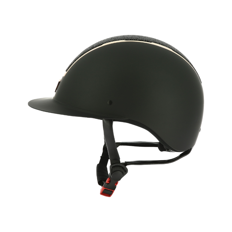 Equithème - Casque d'équitation visière large Glint matt noir/ rose | - Ohlala