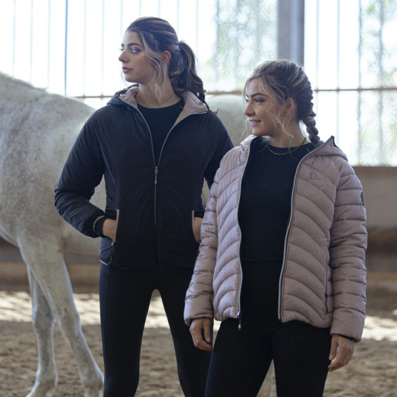 Equithème - Veste matelassée reversible femme Lutha JTM noir/ rose | - Ohlala