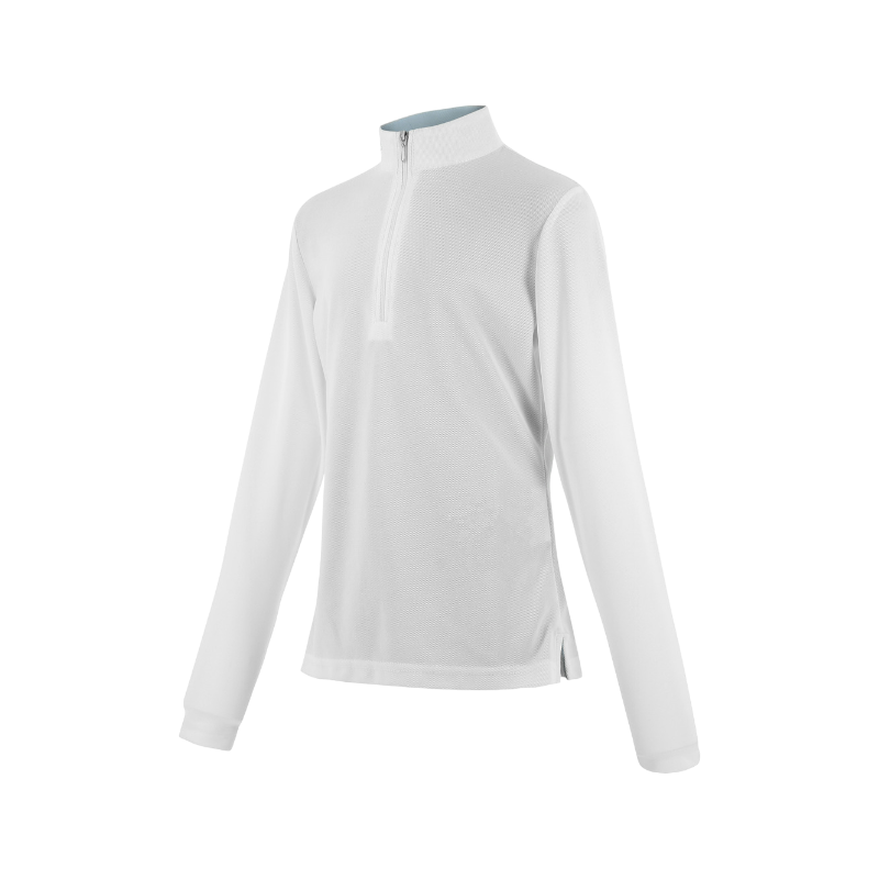 Equithème - Polo de concours manches longues mesh enfant Buffy blanc | - Ohlala