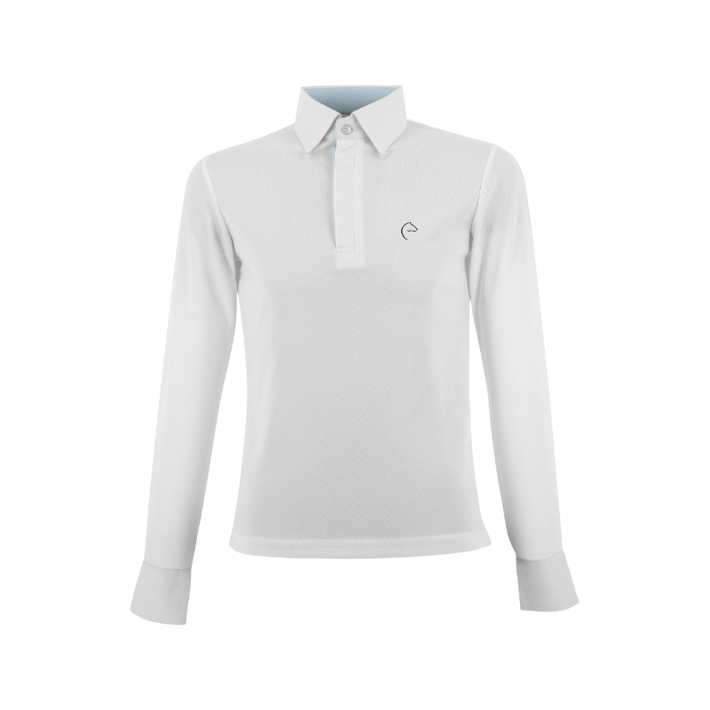 Equithème - Polo de concours manches longues mesh enfant Dany blanc | - Ohlala