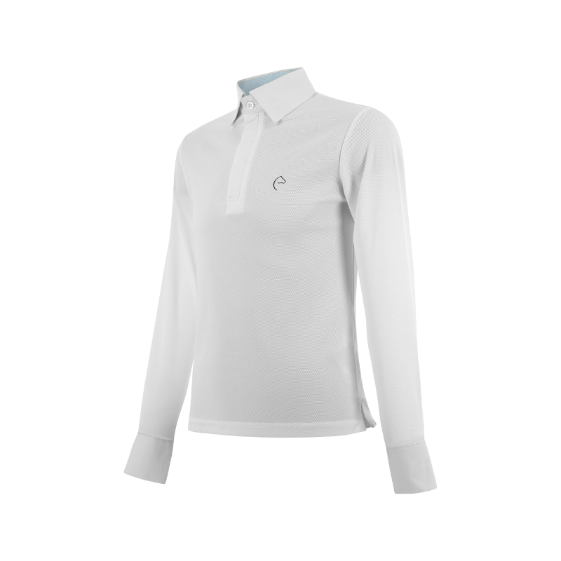 Equithème - Polo de concours manches longues mesh enfant Dany blanc | - Ohlala
