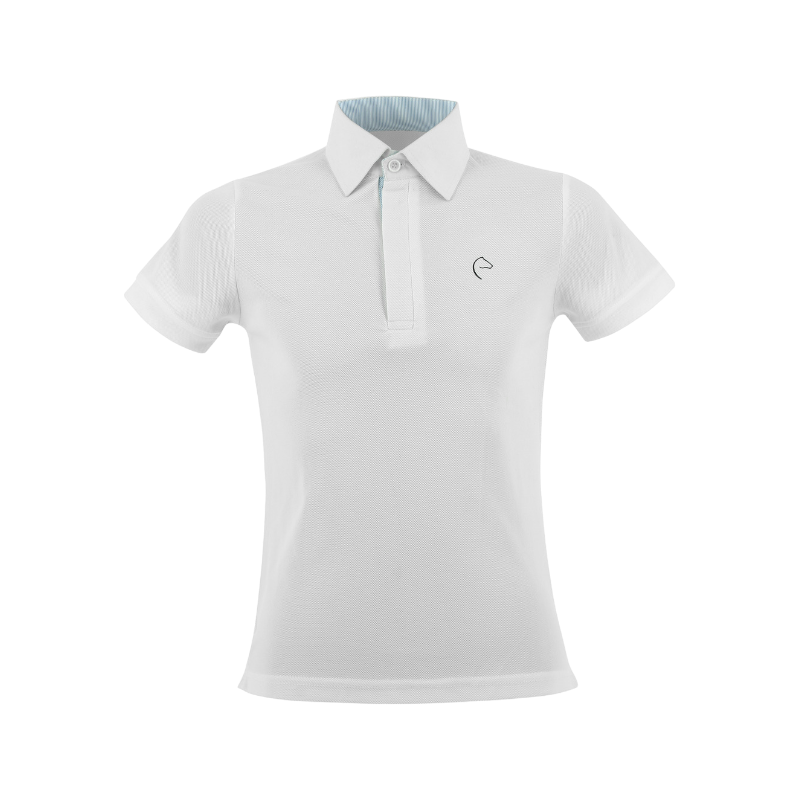 Equithème - Polo de concours manches courtes mesh enfant Edy blanc | - Ohlala