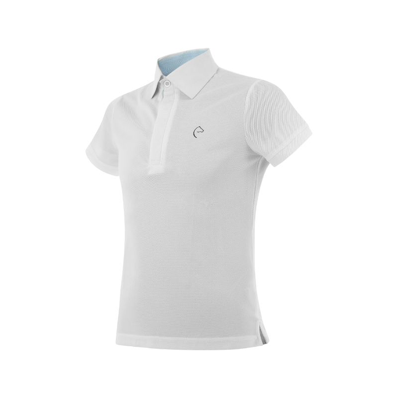 Equithème - Polo de concours manches courtes mesh enfant Edy blanc | - Ohlala