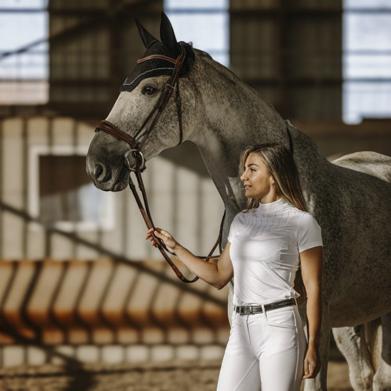 Equithème - Polo de concours manches courtes femme Funza blanc | - Ohlala