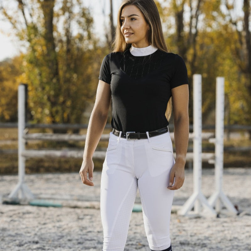 Equithème - Polo de concours manches courtes femme Funza noir | - Ohlala