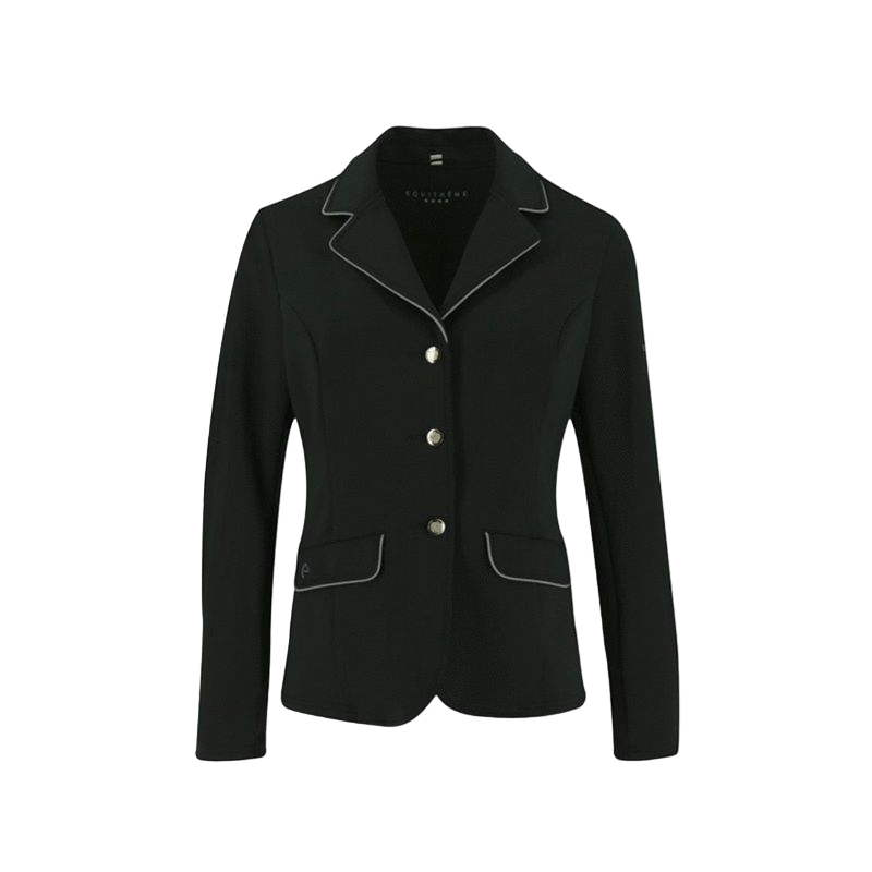 Equithème - Veste de concours Soft Classic Homme noir/ passepoil gris | - Ohlala