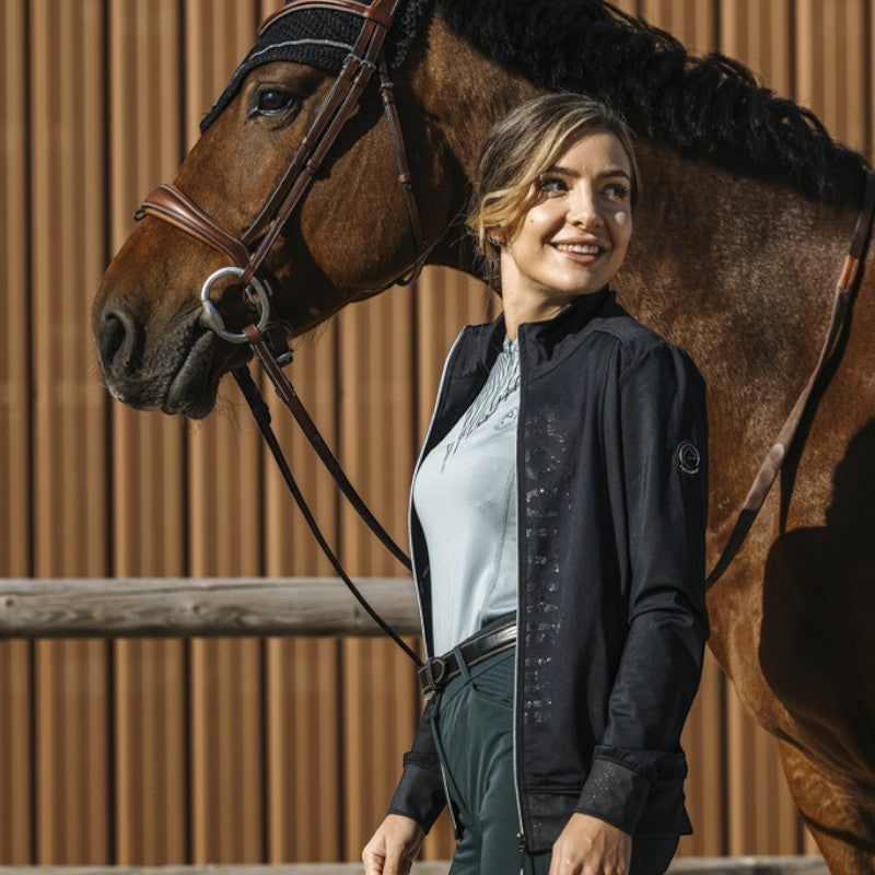 Equithème - Veste manches longues femme Charlene édition "Je t'aime" gris anthracite | - Ohlala