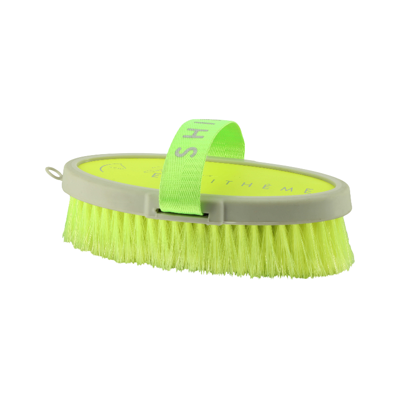 Equithème - Brosse douce Je t'aime jaune fluo | - Ohlala