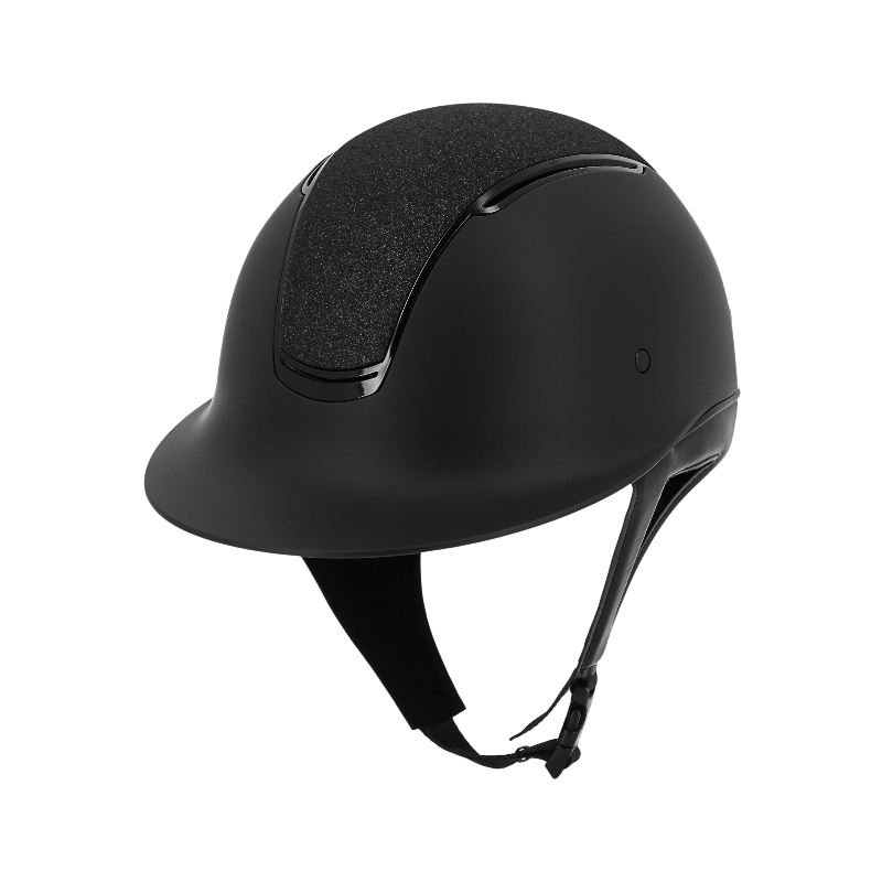 Equithème - Casque d'équitation visière large Soazy Mat noir crystal fabric | - Ohlala