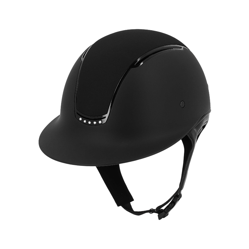 Equithème - Casque d'équitation visière large Soazy Mat noir crystal x5 | - Ohlala
