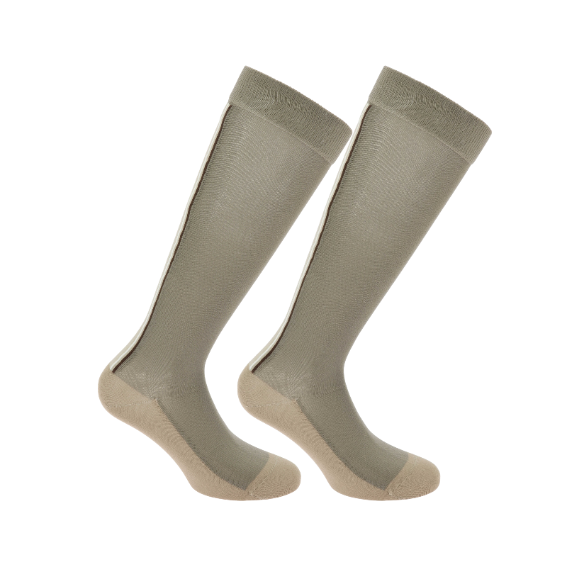 Equithème - Chaussettes Classic tricolore taupe (x1) | - Ohlala