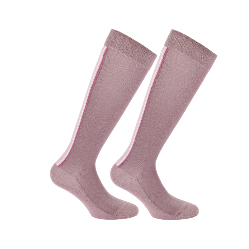 Equithème - Chaussettes Classic tricolore vieux rose (x1) | - Ohlala