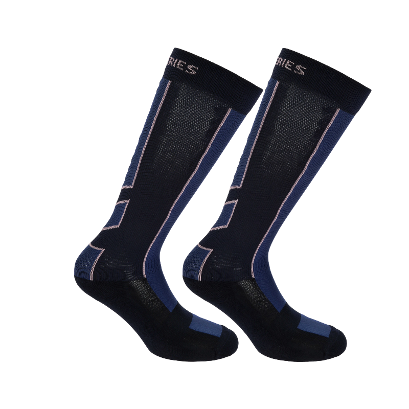Equithème - Chaussettes Performance marine/ rose (x1) | - Ohlala