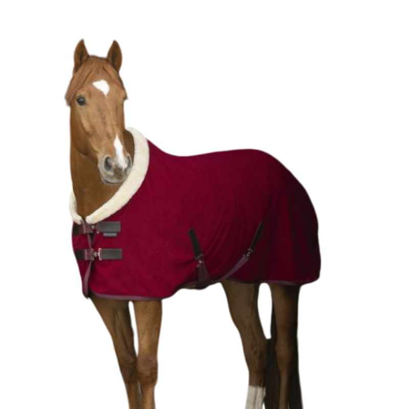 Equithème - Chemise polaire Teddy bordeaux/ écru | - Ohlala