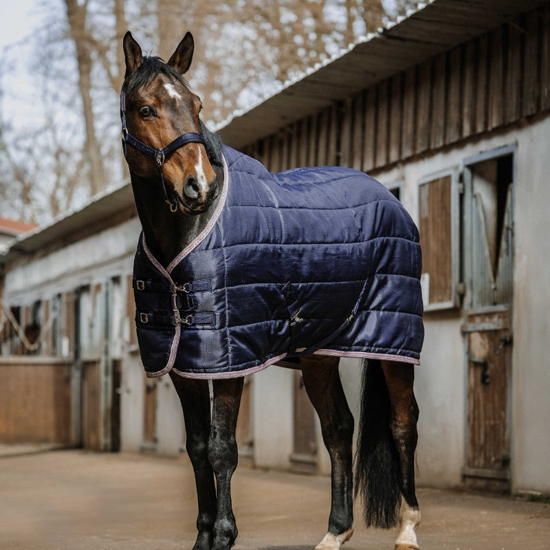 Equithème - Couverture d'écurie Aztec 50g marine | - Ohlala