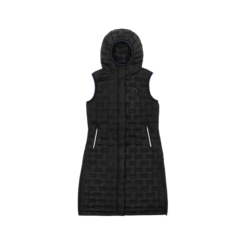 Equithème - Doudoune longue sans manches femme Navina Je t'aime noir | - Ohlala