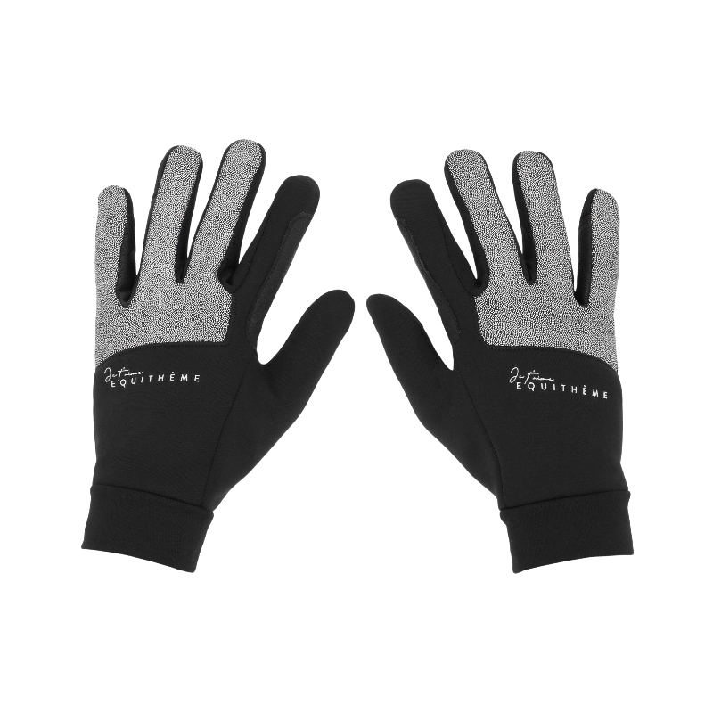 Equithème - Gants d'équitation Juliette Je t'aime noir | - Ohlala
