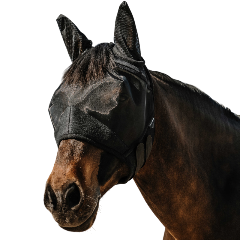 Equithème - Masque anti-mouches Supercut noir | - Ohlala