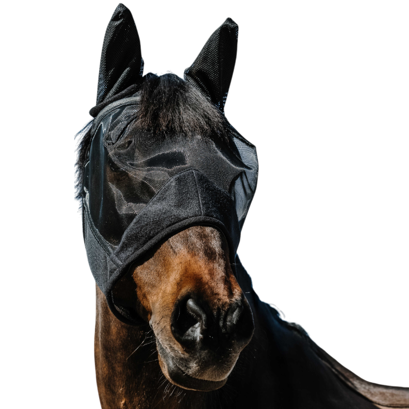 Equithème - Masque anti-mouches Supercut noir | - Ohlala