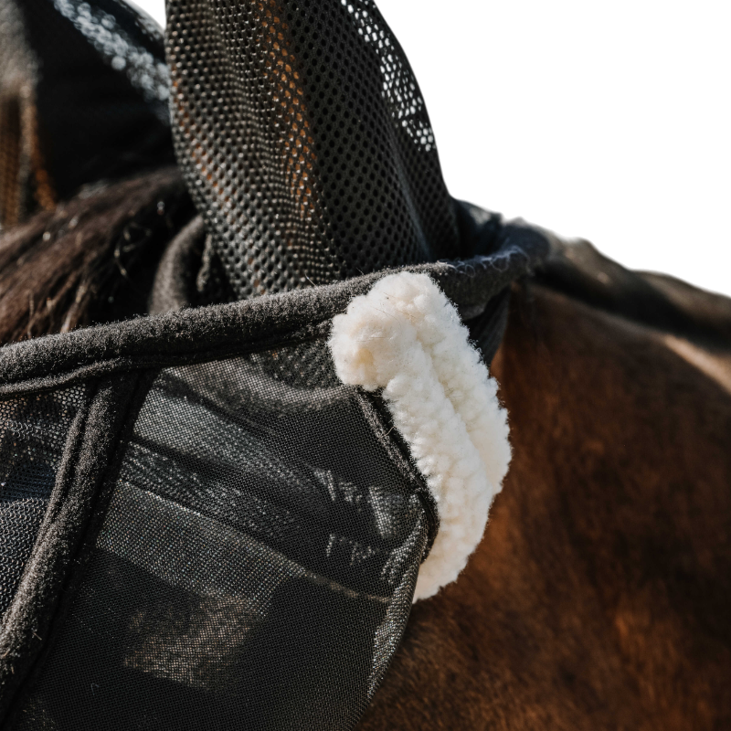 Equithème - Masque anti-mouches Supercut noir | - Ohlala