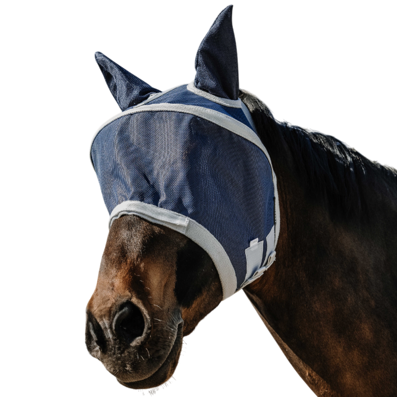 Equithème - Masque anti-mouches et UV Cerceau marine | - Ohlala