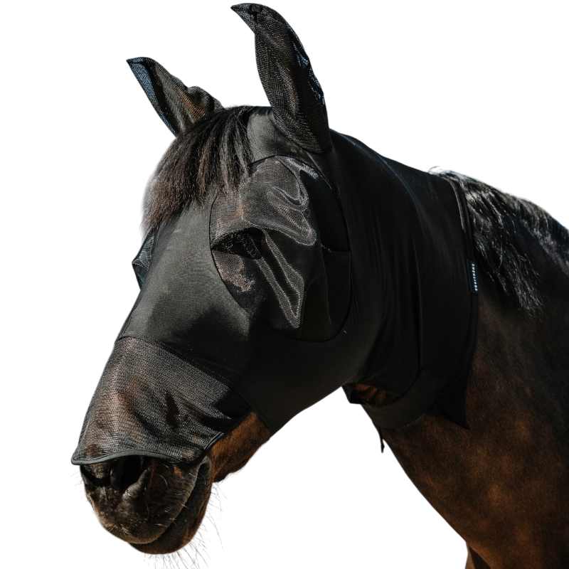 Equithème - Masque anti-mouches et UV Hood noir | - Ohlala