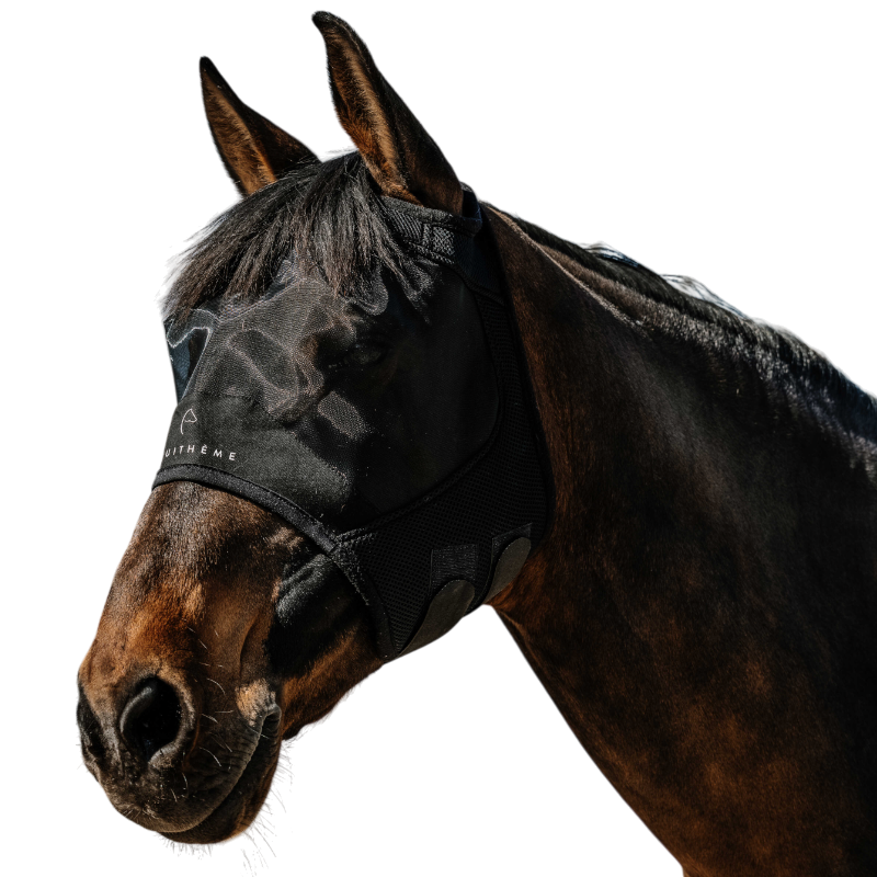 Equithème - Masque anti-mouches et UV Mesh sans oreilles noir | - Ohlala