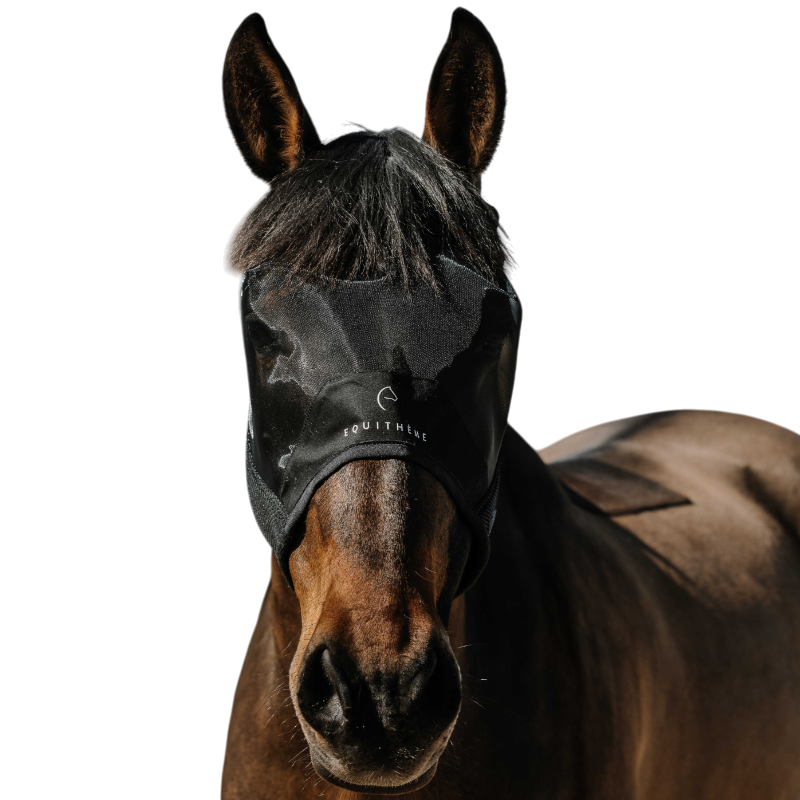 Equithème - Masque anti-mouches et UV Mesh sans oreilles noir | - Ohlala