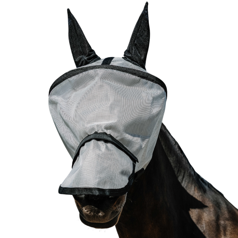 Equithème - Masque anti-mouches et UV Protech argent | - Ohlala