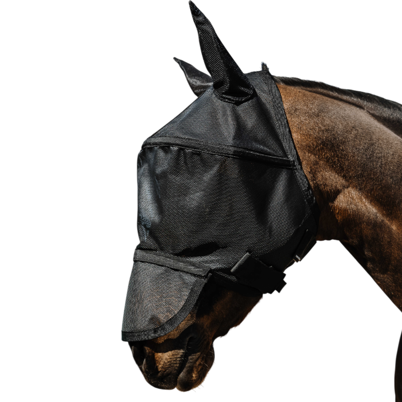 Equithème - Masque anti-mouches et UV Protech noir | - Ohlala